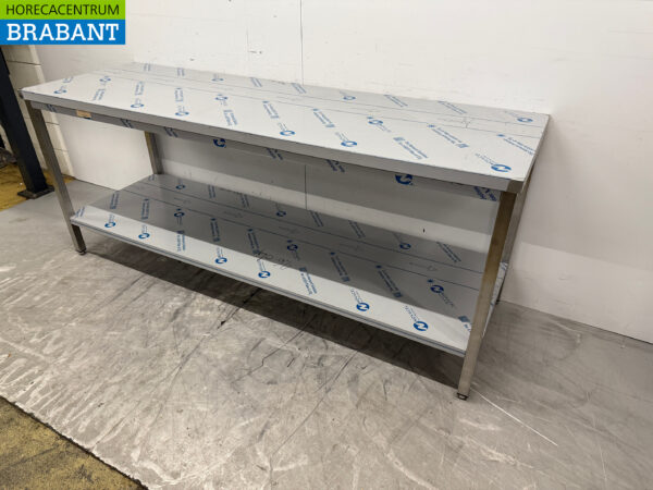 Arbeitstisch aus Edelstahl mit Ablagefläche 220 x 70 x 90,5 cm Catering – Bild 2