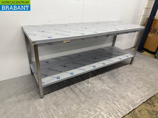 Arbeitstisch aus Edelstahl mit Ablagefläche 220 x 70 x 90,5 cm Catering – Bild 3