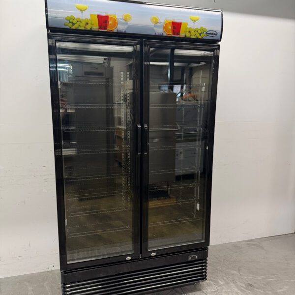Combisteel Doppeltüriger Glastürkühlschrank auf Rädern 758 Liter 230V Horeca