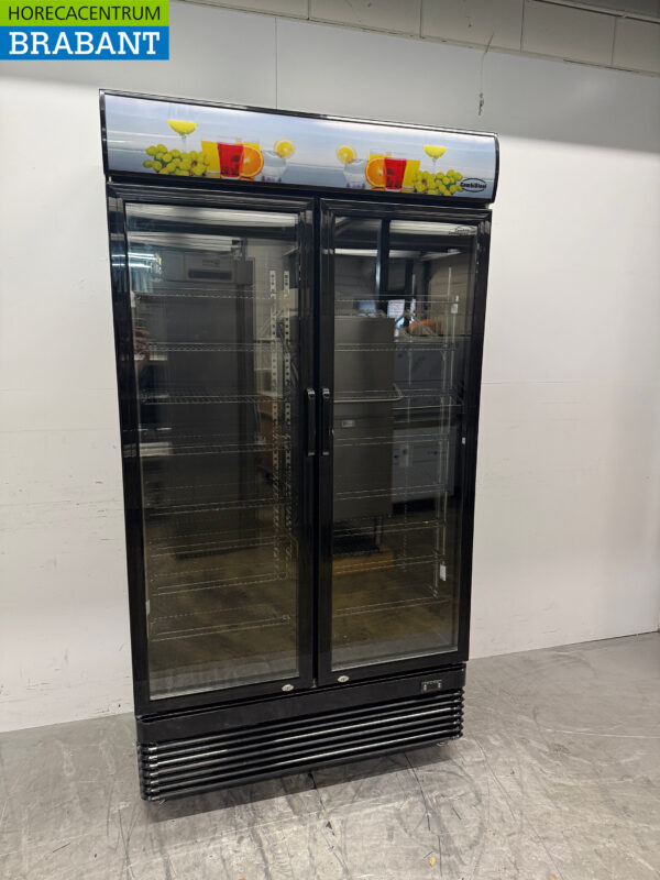 Combisteel Doppeltüriger Glastürkühlschrank auf Rädern 758 Liter 230V Horeca