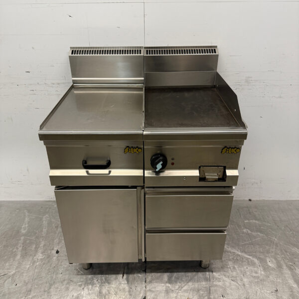 Silko Grillplatte aus Edelstahl mit Arbeitsplatte 80 cm 400V Horeca