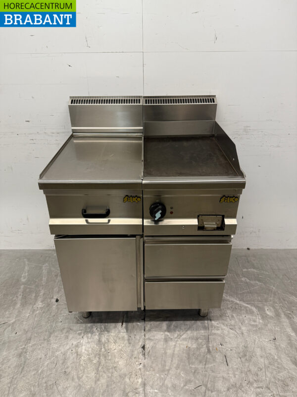 Silko Grillplatte aus Edelstahl mit Arbeitsplatte 80 cm 400V Horeca