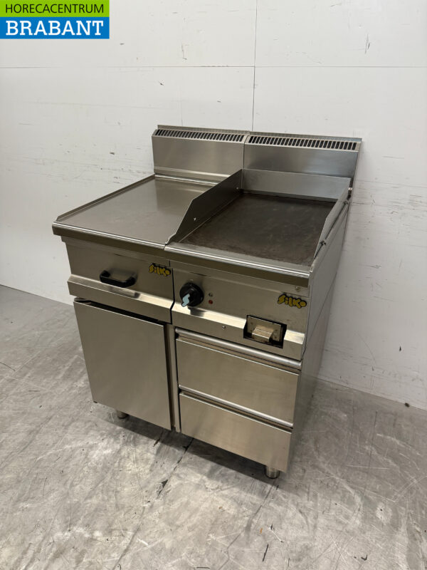 Silko Grillplatte aus Edelstahl mit Arbeitsplatte 80 cm 400V Horeca – Bild 2