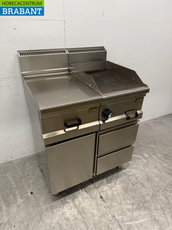 Silko Grillplatte aus Edelstahl mit Arbeitsplatte 80 cm 400V Horeca – Bild 3