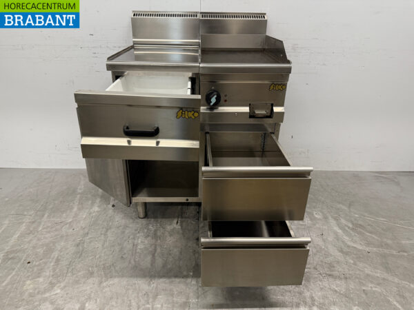 Silko Grillplatte aus Edelstahl mit Arbeitsplatte 80 cm 400V Horeca – Bild 5