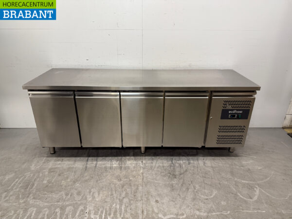 Ecofrost gekühlte Werkbank aus Edelstahl 4 Türen 223 cm 230V Horeca