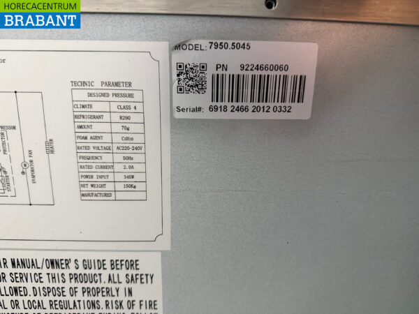Ecofrost gekühlte Werkbank aus Edelstahl 4 Türen 223 cm 230V Horeca – Bild 6