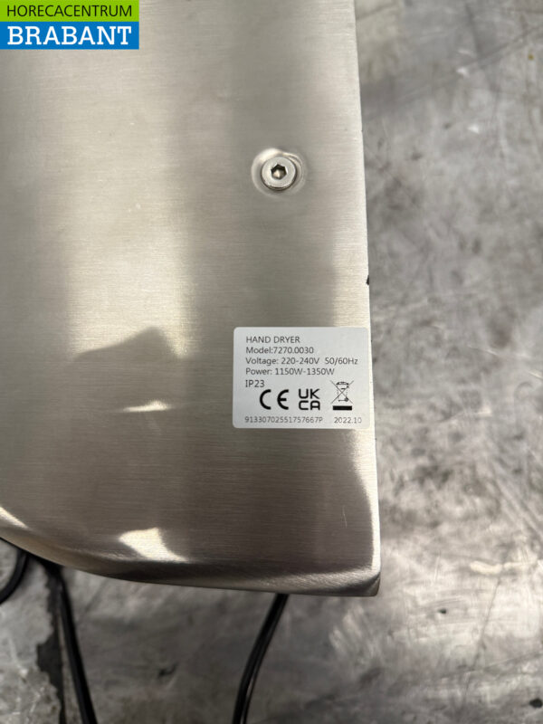 Combisteel Automatischer Händetrockner aus Edelstahl Händetrockner 1350 Watt 230V Horeca – Bild 4