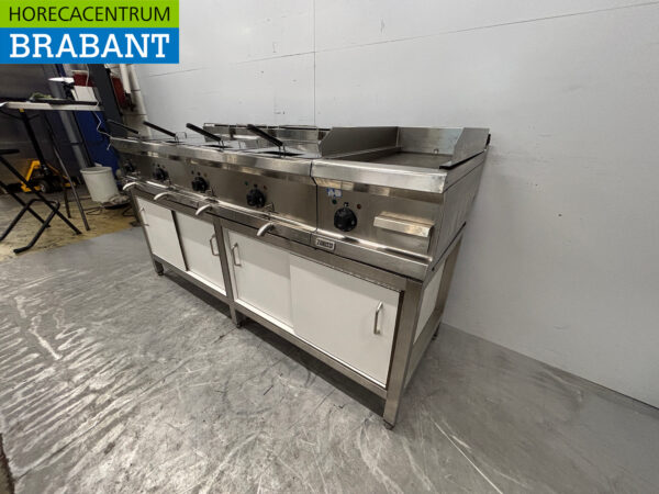 Zanussi Backstraße aus Edelstahl 2 x Doppelfritteuse 12 Liter und Backblech 400V Horeca – Bild 3