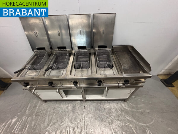 Zanussi Backstraße aus Edelstahl 2 x Doppelfritteuse 12 Liter und Backblech 400V Horeca – Bild 5