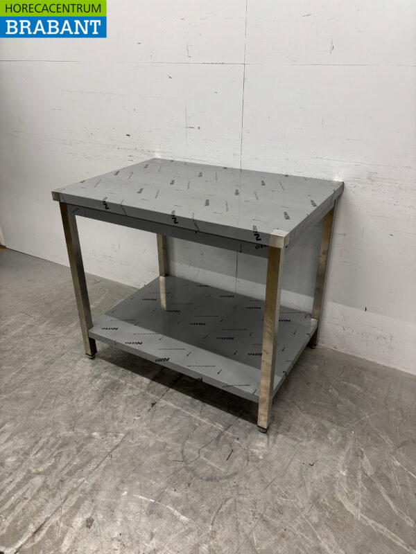 Edelstahl-Arbeitstisch mit Zwischenboden 100 x 70 x 85,5 cm Horeca – Bild 3