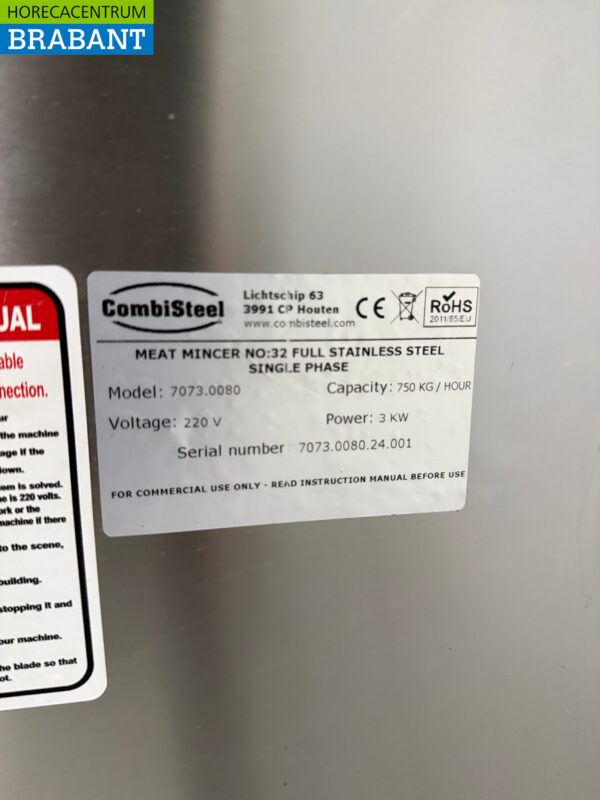 Edelstahl Combisteel Fleischwolf 750 kg pro Stunde 230V Horeca – Bild 5