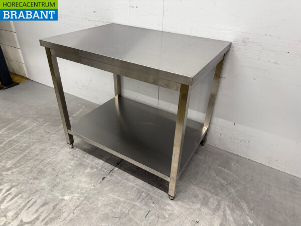 Edelstahl-Arbeitstisch mit Zwischenboden 100 x 70 x 88,5 cm Horeca – Bild 2