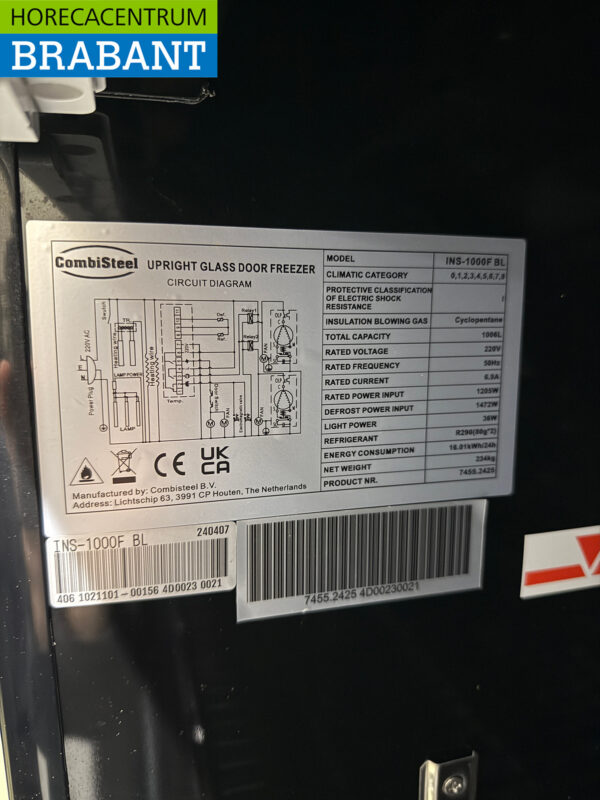 Combisteel Glastür-Gefrierschrank 1006 Liter 230V Horeca – Bild 5