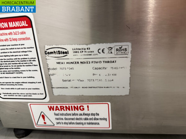 Edelstahl Combisteel Fleischwolf 75 kg pro Stunde 230V Horeca – Bild 5