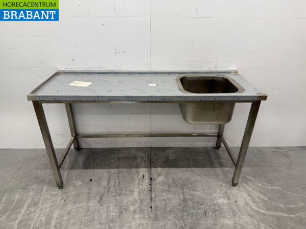 Futtertisch aus Edelstahl für Durchschubspülmaschinen 160 cm Catering