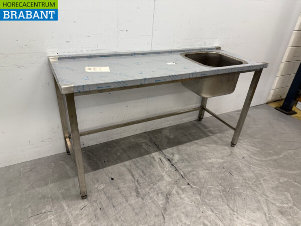 Futtertisch aus Edelstahl für Durchschubspülmaschinen 160 cm Catering – Bild 2