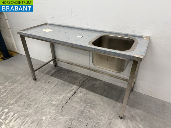 Futtertisch aus Edelstahl für Durchschubspülmaschinen 160 cm Catering – Bild 3