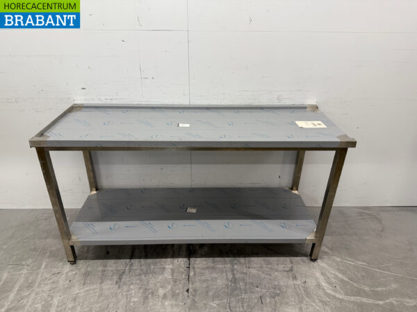 Edelstahl Abtropftisch für Durchschubspülmaschine 160 cm Horeca