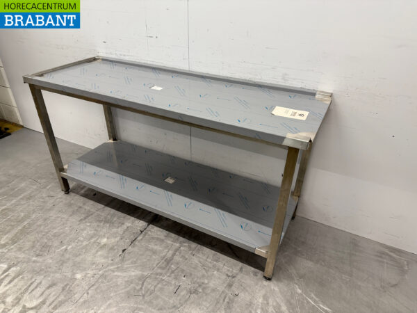Edelstahl Abtropftisch für Durchschubspülmaschine 160 cm Horeca – Bild 2