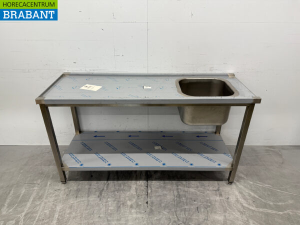 Futtertisch aus Edelstahl für Durchschubspülmaschinen 160 cm Catering