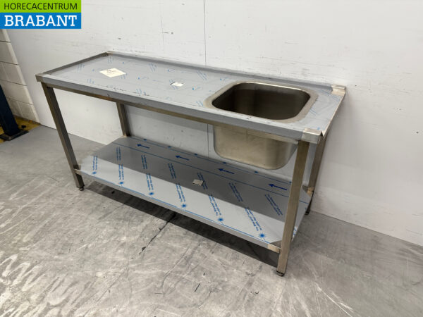 Futtertisch aus Edelstahl für Durchschubspülmaschinen 160 cm Catering – Bild 2