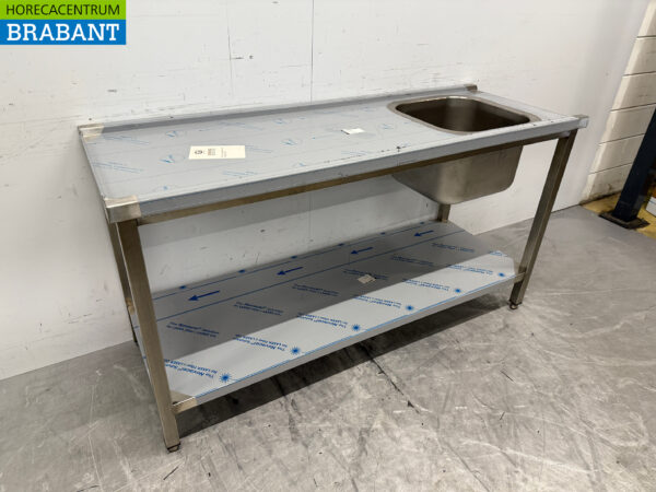 Futtertisch aus Edelstahl für Durchschubspülmaschinen 160 cm Catering – Bild 3