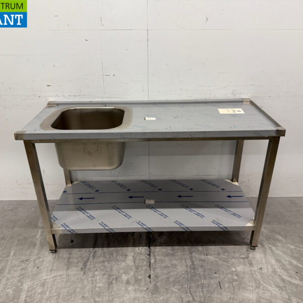 Futtertisch aus Edelstahl für Durchschubspülmaschine 140 cm Catering