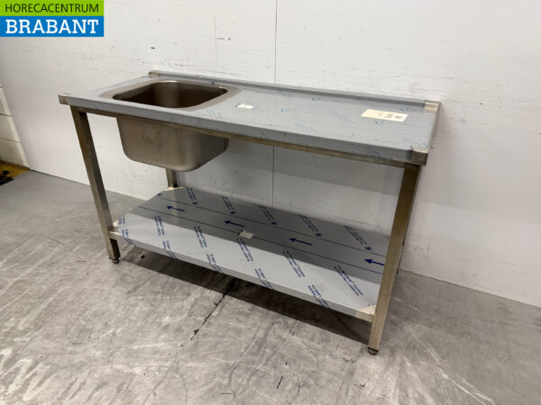Futtertisch aus Edelstahl für Durchschubspülmaschine 140 cm Catering – Bild 2