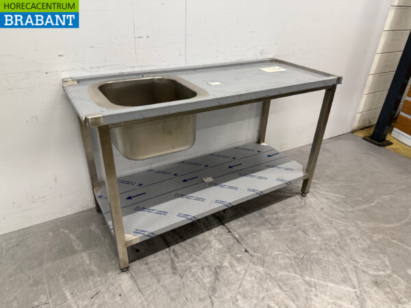 Futtertisch aus Edelstahl für Durchschubspülmaschine 140 cm Catering – Bild 3