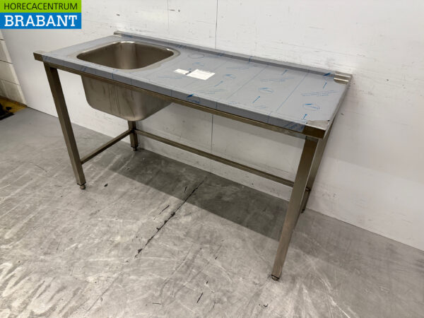 Futtertisch aus Edelstahl für Durchschubspülmaschine 140 cm Catering – Bild 2
