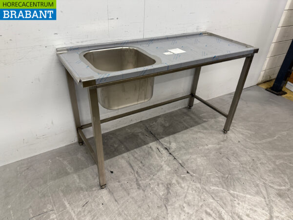 Futtertisch aus Edelstahl für Durchschubspülmaschine 140 cm Catering – Bild 3