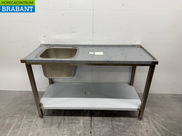 Futtertisch aus Edelstahl für Durchschubspülmaschine 140 cm Catering