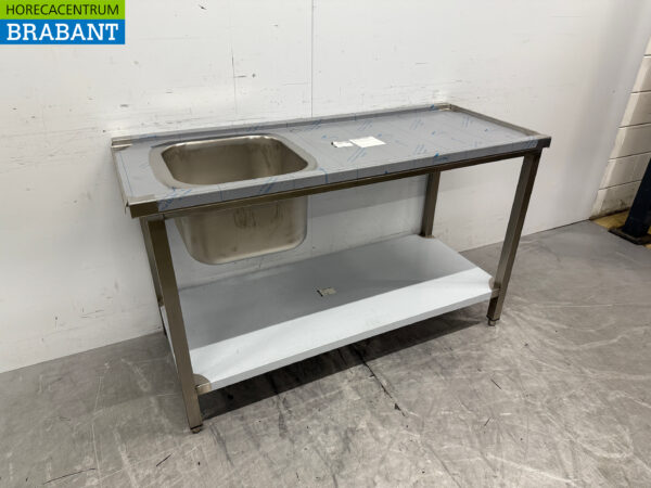 Futtertisch aus Edelstahl für Durchschubspülmaschine 140 cm Catering – Bild 2
