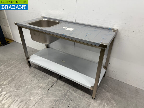 Futtertisch aus Edelstahl für Durchschubspülmaschine 140 cm Catering – Bild 3