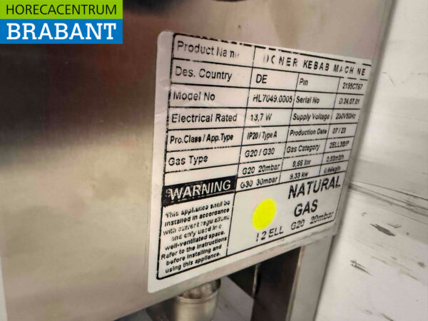 Edelstahl Combisteel Gyros Grill Dönergrill 3 Brenner Motor über Gas Catering – Bild 6