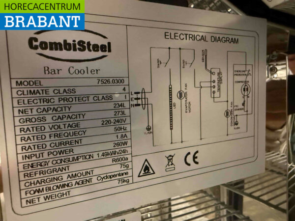 Combisteel Bar Cooler Hoch 273 Liter Flügeltür 230V Horeca – Bild 5