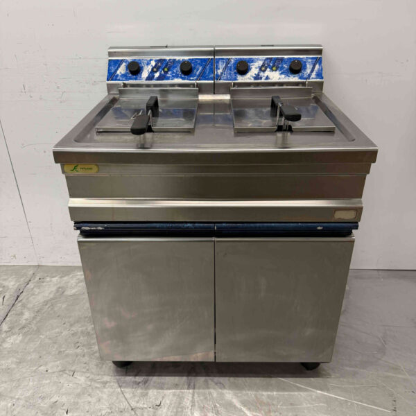 Edelstahl-Doppelfritteuse 2 x 12 Liter 400V Horeca