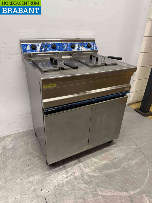 Edelstahl-Doppelfritteuse 2 x 12 Liter 400V Horeca – Bild 3
