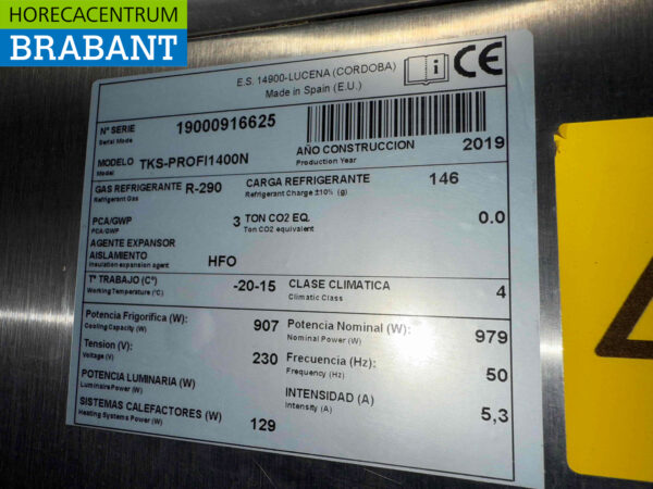 Edelstahl Coreco Doppeltür-Gefrierschrank 1400 Liter 230V Horeca – Bild 5