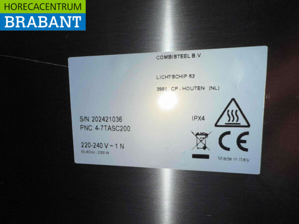 Combisteel Regalwärmeschrank aus Edelstahl 2 Schiebetüren 200 cm Horeca – Bild 5