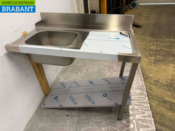 Futtertisch aus Edelstahl für Durchlaufspülmaschine 120 cm Horeca