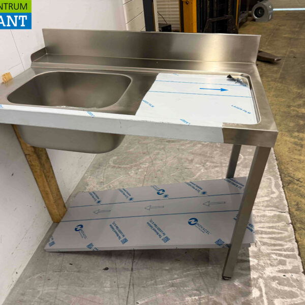 Futtertisch aus Edelstahl für Durchlaufspülmaschine 120 cm Horeca