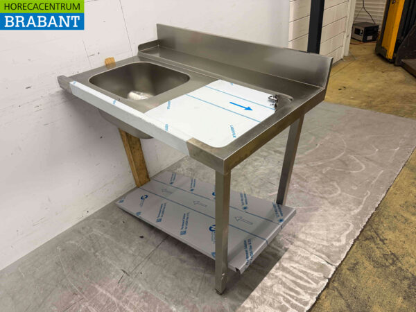 Futtertisch aus Edelstahl für Durchlaufspülmaschine 120 cm Horeca – Bild 2