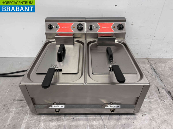 Edelstahl-Doppelfritteuse Frittieren 2 x 12 Liter 400V Catering