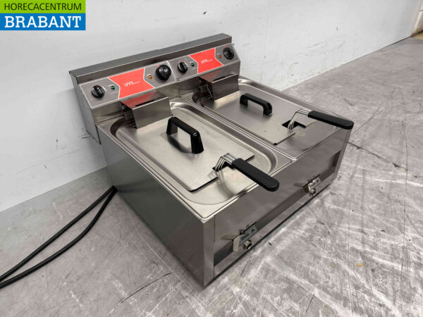 Edelstahl-Doppelfritteuse Frittieren 2 x 12 Liter 400V Catering – Bild 4