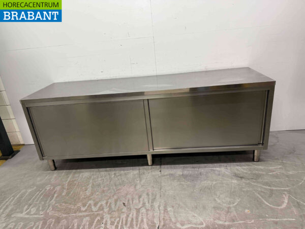 Edelstahl Arbeitsschrank Arbeitstisch 2 Schiebetüren 240 cm Catering