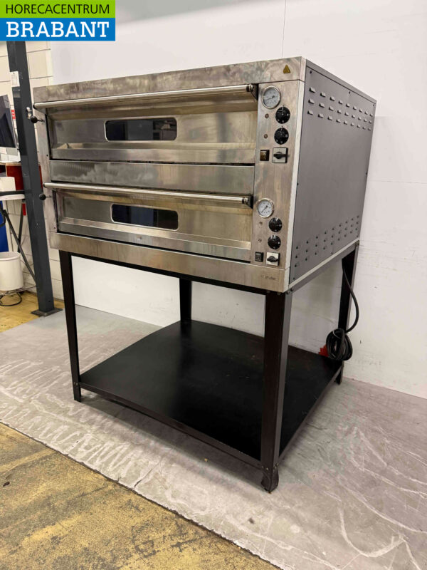 Doppelter Pizzaofen aus Edelstahl 2 x 9 Pizzen 35 cm Durchmesser 400V Horeca – Bild 2