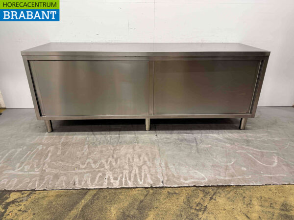 Edelstahl Arbeitsschrank Arbeitstisch 2 Schiebetüren 240 cm Catering (kopie)