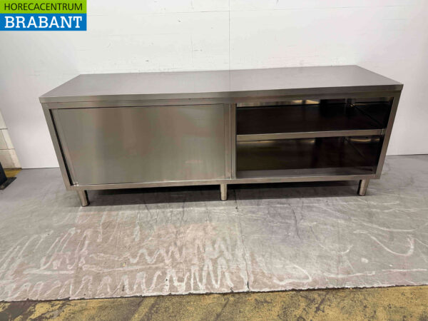 Edelstahl Arbeitsschrank Arbeitstisch 2 Schiebetüren 240 cm Catering (kopie) – Bild 4